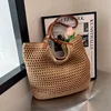 Woman Knitted Handbag Summer Hollow Beach Bag Large Capacity Fashion Knitted Bag Travel Holiday One-shoulder Hollow Shopping Bag 5