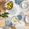 Blue Gray Dahlia Pinnata Flower Linen Table Runner Dresser Scarve Farmhouse Kitchen Dining Table Runner Holiday Party Decoration 3