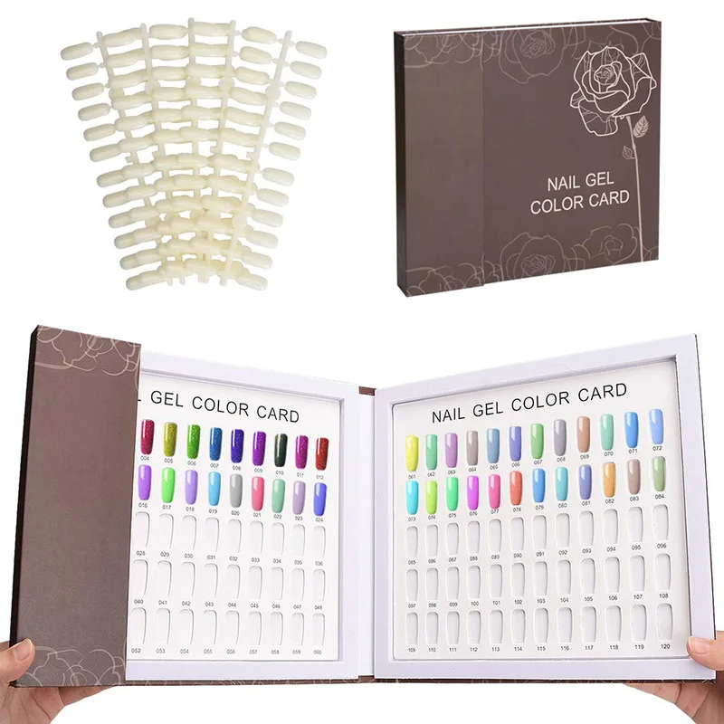 120 Colors Nail Tips Display Book DIY Nail Art Showing Shelf With