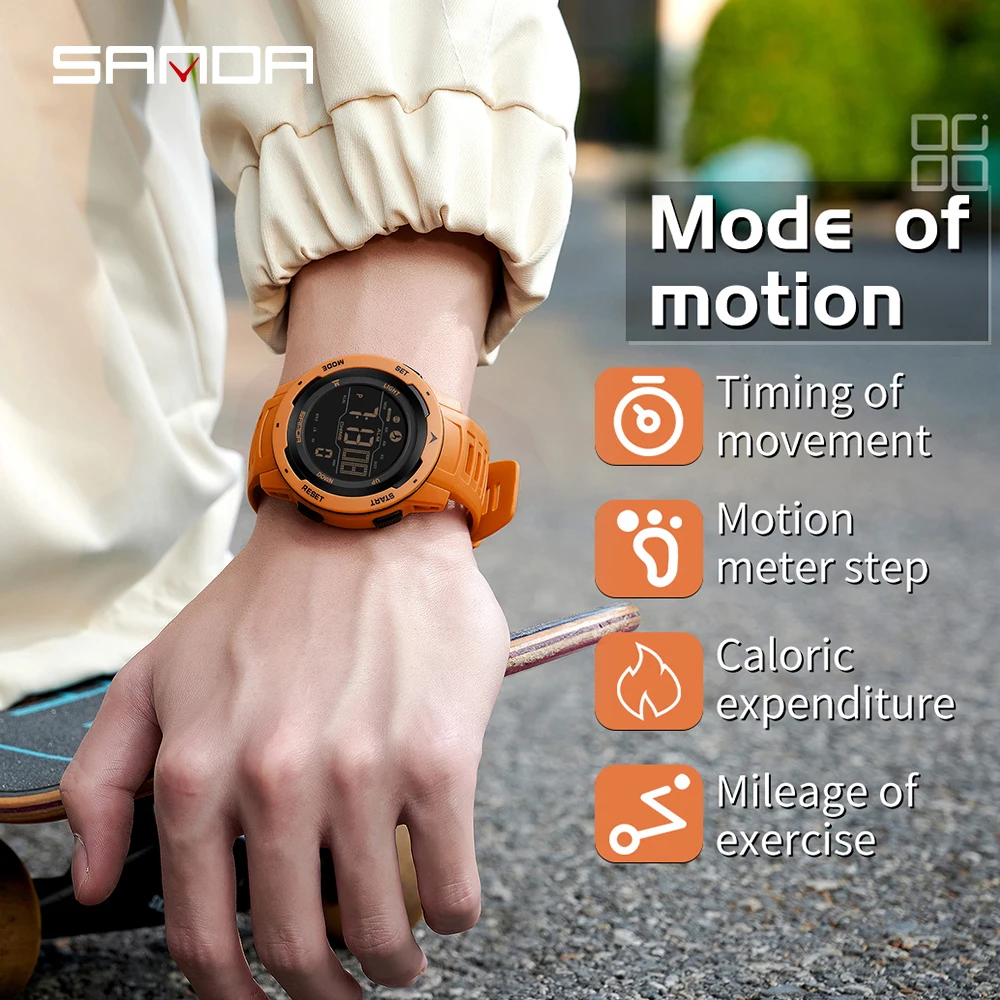 Men Digital Watch Men's Military Sport Watches Waterproof 50M Pedometer Calories Stopwatch Hourly Alarm Clock