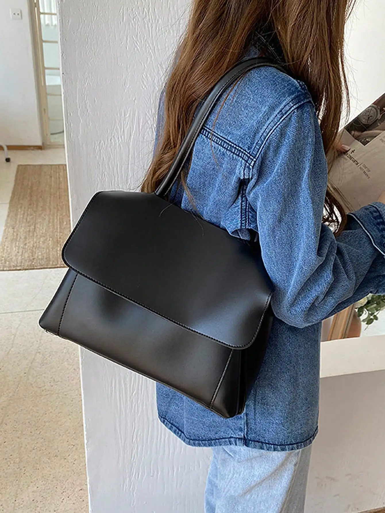 حقيبة ريترو ذات سعة كبيرة للنساء ، حقيبة كتف واحدة...