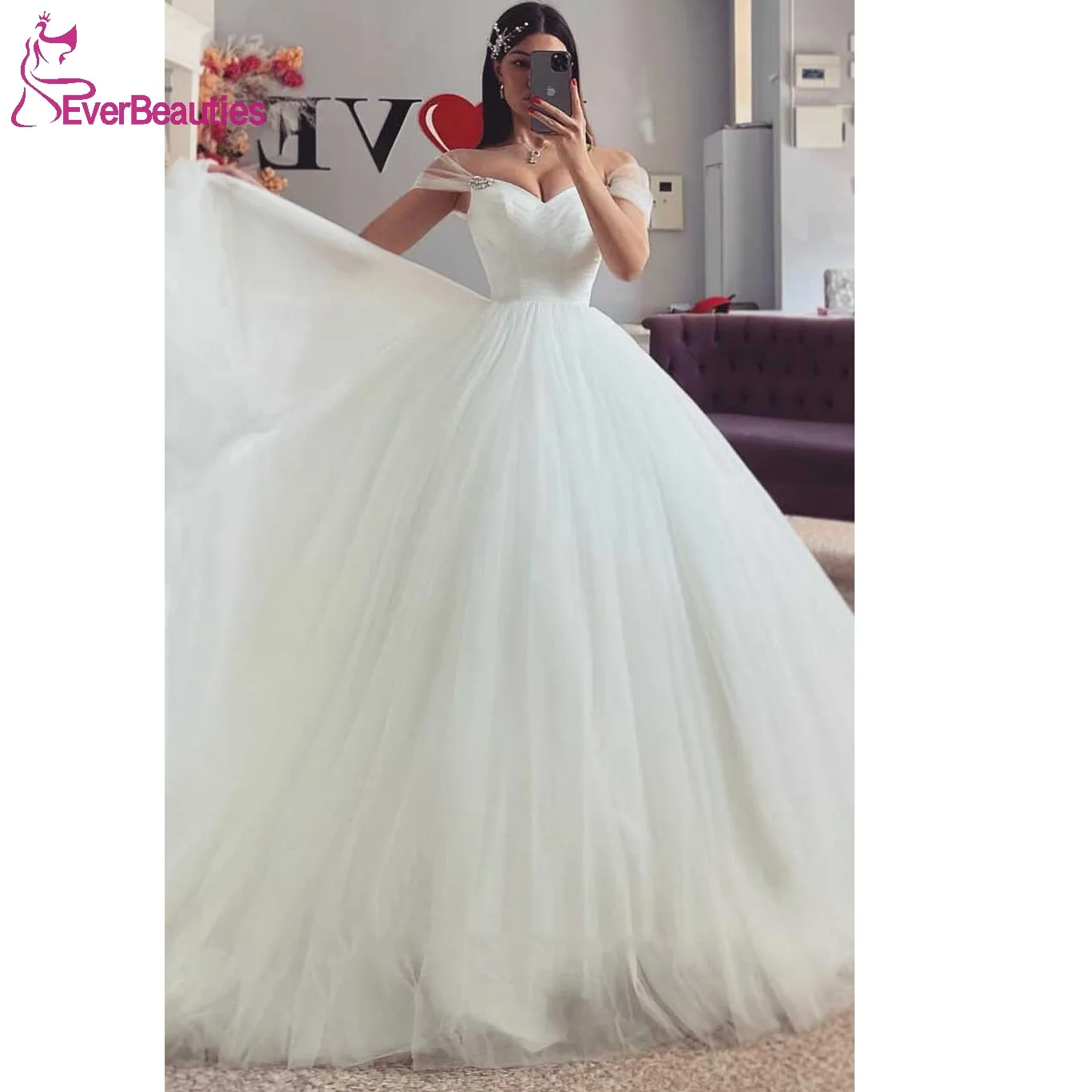 

Tulle Boho Wedding Dresses for Bride 2024 Off Shoulder свадебное платье A Line Robe De Maria Bridal Wedding Gowns