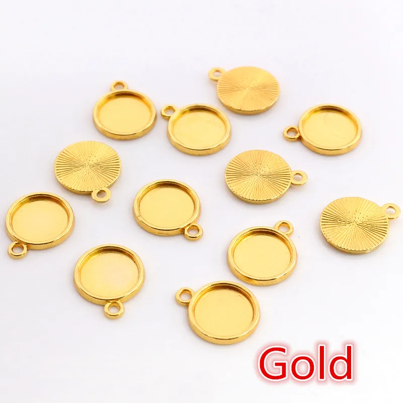 Round Bronze, Gold, or Silver Plated Cabochon Base Pendant - Simple Style, Single Hanging Design (Inner Size: 8-40mm)