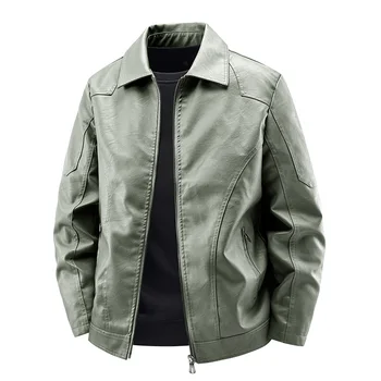 Giacca da baseball da motociclista Cappotto da pilota allentato slim fit in pelle lavata Capispalla alla moda 1