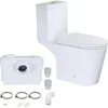 Macerating Toilet System with 600W Pump for Basement,With 3 Water Inlet, Powerful Upflush One Piece Toilet 6