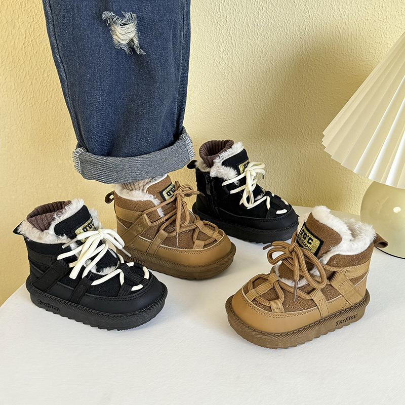 Children's Boots 2024 Winter New Snow Boots Children's Soft-soled Piled Thickened Thermal Cotton Boots Toddler Shoes
