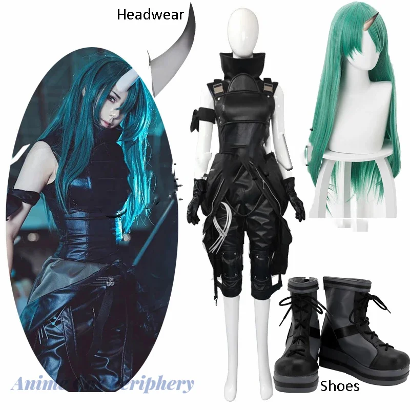 

Game Arknights Hoshiguma Uniform Cosplay Costume Leather Jumpsuits Suit Halloween Women Girls Cosplay