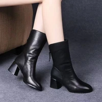 2024 New Women Versatile Leather Boots Fashion antislip high heels female Casual comfortable boot External Wear Trendy shoes - Image 2