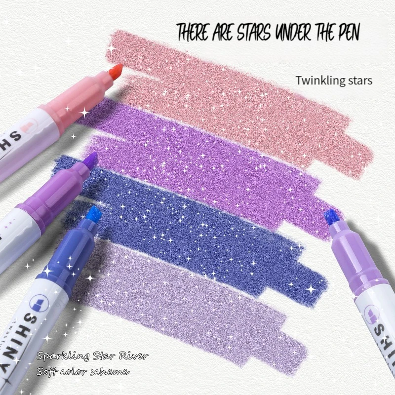 4 Farben/Box Kawaii Glitter Text marker Stift Pastell feine Pastell Text marker Marker Sammelalbum gemalt Schreibwaren Schul material