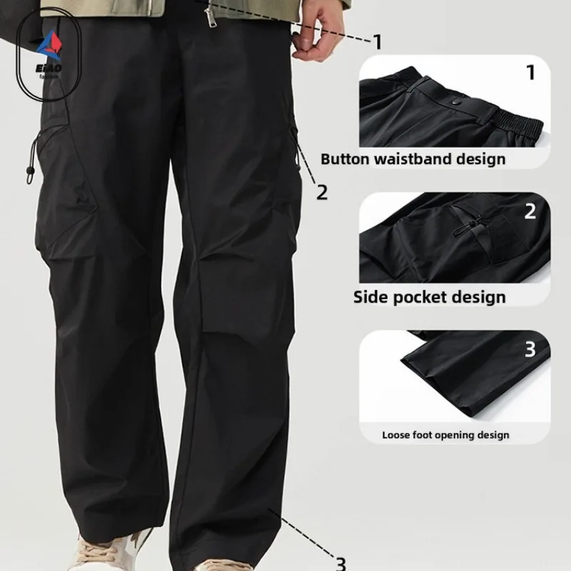 EIAO ​Men Mountain Style Hiking Pants Spring Summer Waterproof Anti-Wrinkle Softshell Outdoor Fishing Windproof Casual Trousers​