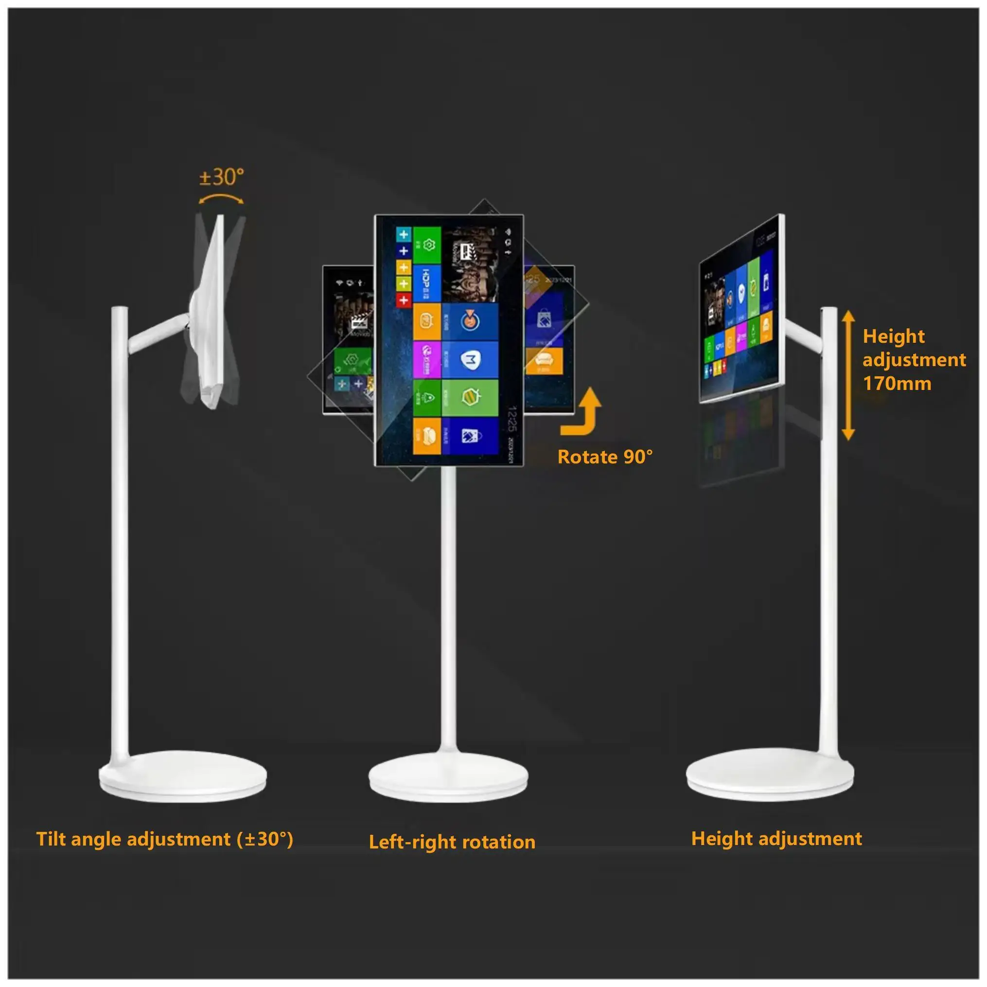 Portable 24 27 and 32 Inch Touch Screen Smart TV with Android 12 OS Rechargeable Display for Home Business and Gaming