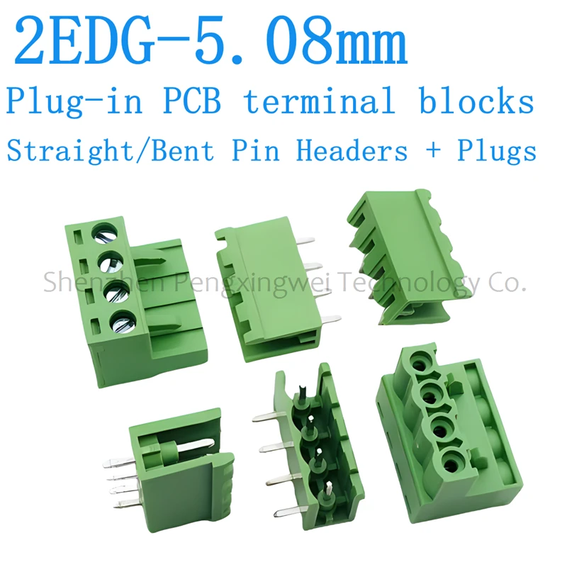 

10PCS 2EDG-5.08MM 2ED GK GR GV GRC GVC Spacing Connector Curved Pin Base+Plug Wiring Terminal 12p 13p 14p 15p 16p 18p