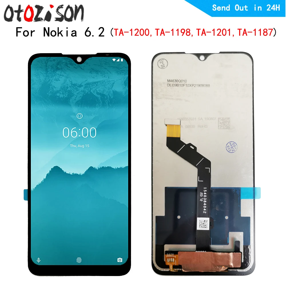 

6,3 "IPS дисплей для Nokia 6,2 TA-1200, TA-1198, TA-1201, TA-1187, TA-ЖК-экран с сенсорной панелью и дигитайзером с рамкой в сборе