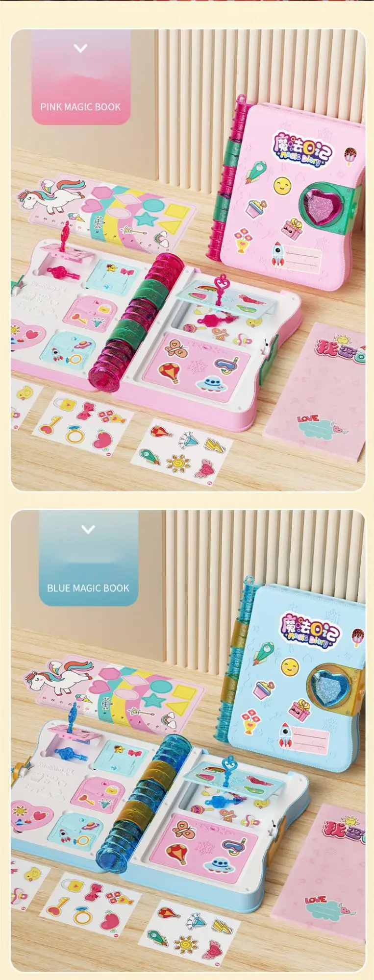 New Magic Book Stationery Set Cartoon Hairpin Pendant Sticker Children'S Play House Toy Gift For 3 - 7 Years Old Girls