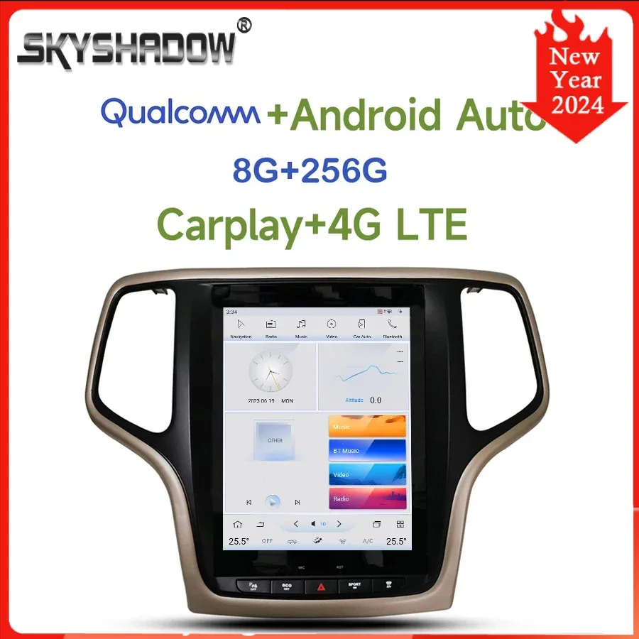

Tesla Qualcomm Carplay 4G LTE 360 Car DVD Player Android 11.0 8G+256G Bluetooth Wifi GPS Radio For Jeep Grand Cherokee 2012-2018