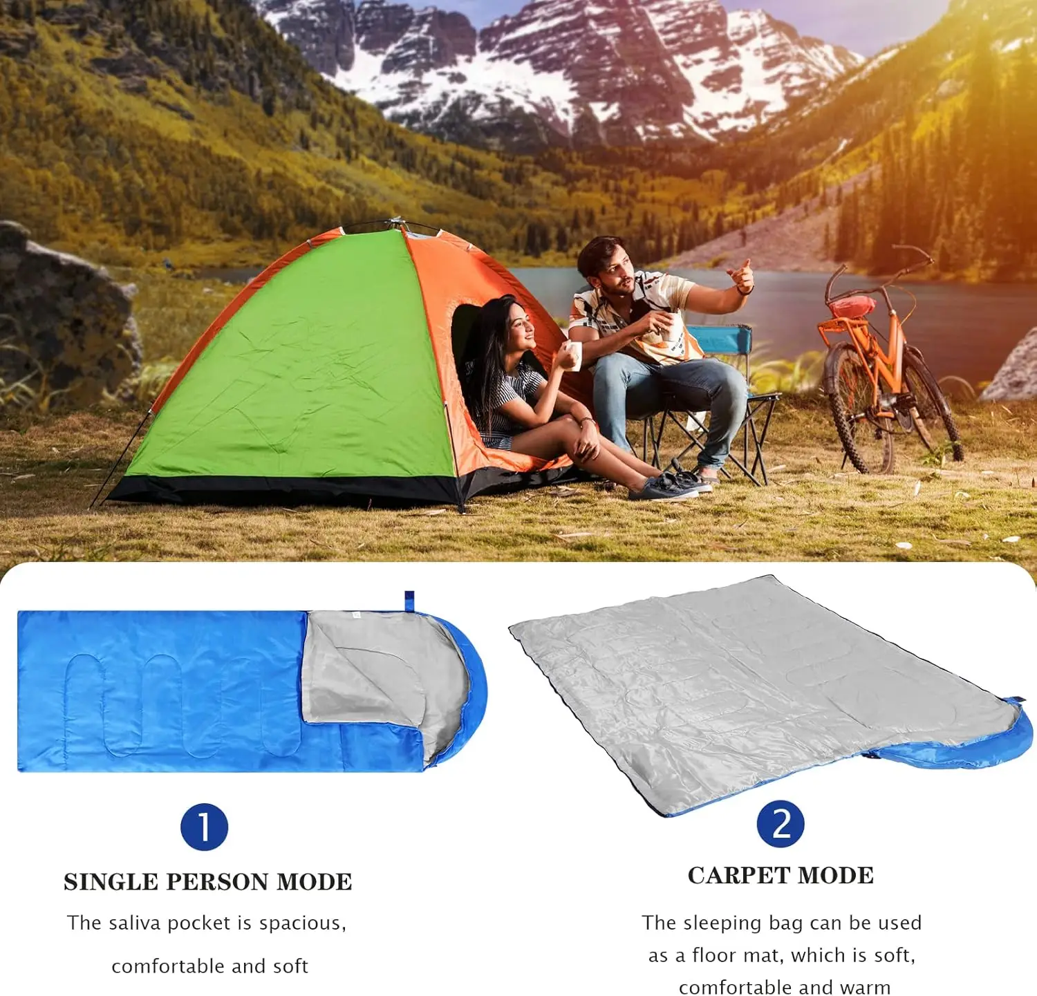 12 Pcs Camping Sleeping Bag Bulk for Homeless 4 Seasons Cold Warm Weather Sleeping Bags Waterproof Lightweight with Compression