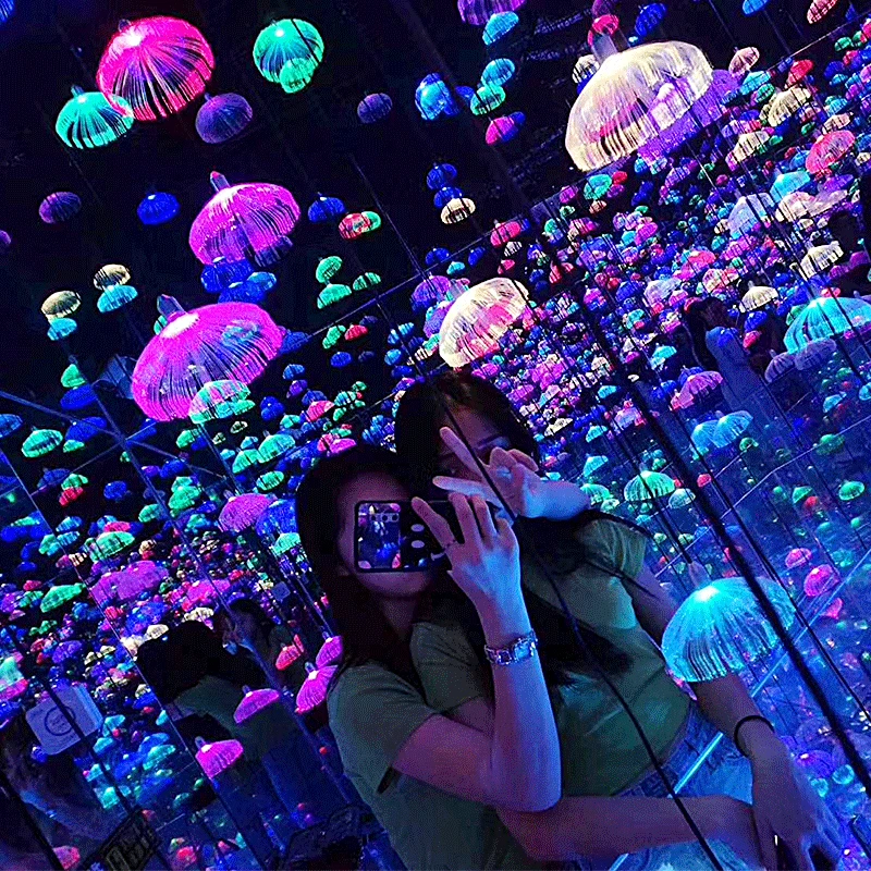 

10pcs Romantic Fiber Optic Jellyfish Christmas Light Dandelion Fairy Garland Light Atmosphere Party Wedding Pendant Light
