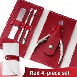 Precision Stainless Steel Cuticle Scissors - Sharp, Durable, Rust - Free Nail Care Tool (Red 4pcs Set)