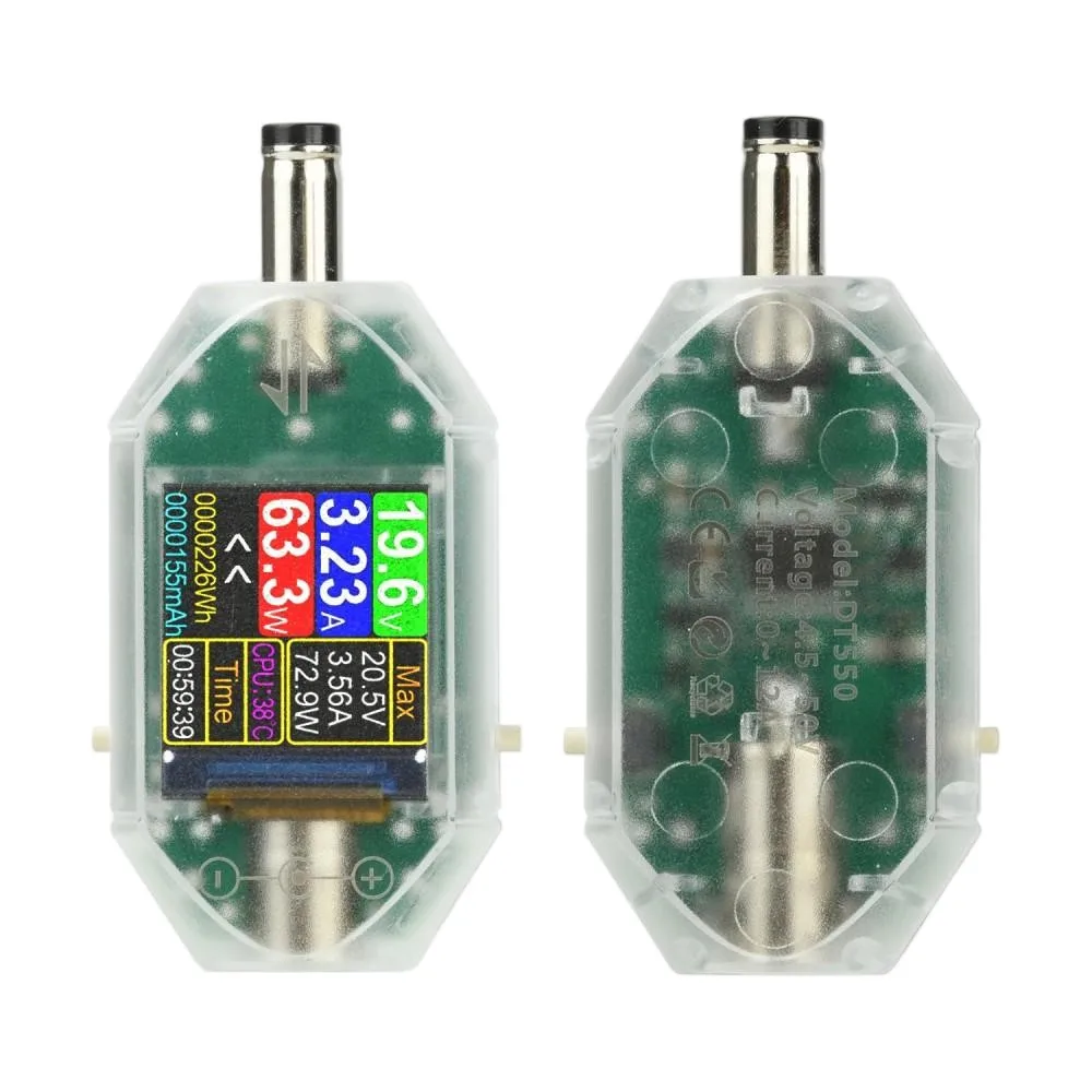 DT550 고정밀 디지털 디스플레이 전력계 DC4.5-50V 0-6A 다기능 테스터(0-600W DC5.5×2.5mm 포트 포함) 전압 측정용