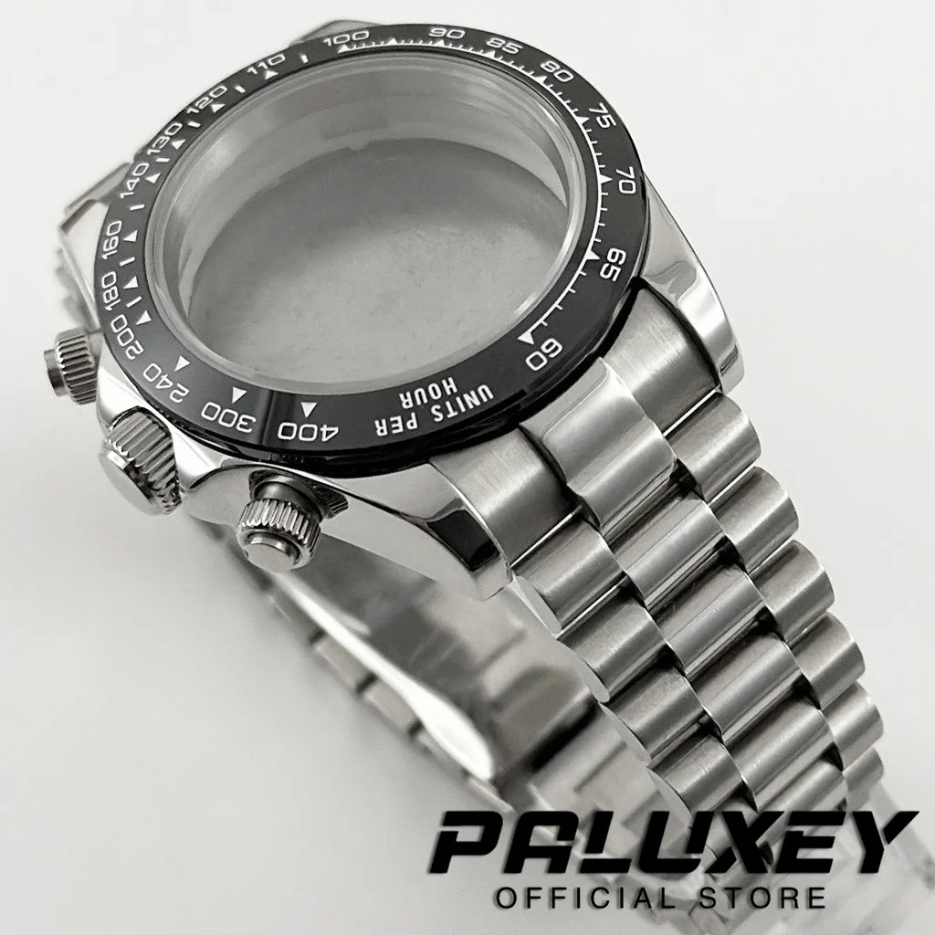 VK63 데이토나 40mm 사파이어 글래스 시계 케이스 남성용 시계 액세서리 VK63 VK64 쿼츠 무브먼트 프레지덴셜 브레이슬릿에 적합