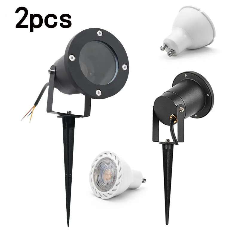 2PCS Outdoor waterproof GU10 ground lamp replaceable LED  landscape courtyard garden tree lighting lawn lamp AC85-265V 8pcs led gu10 spot light ac220v ac100 240v no flicker warm white light 3w 5w 6w 7w 8w replaceable 20w 30w 50w halogen lamp