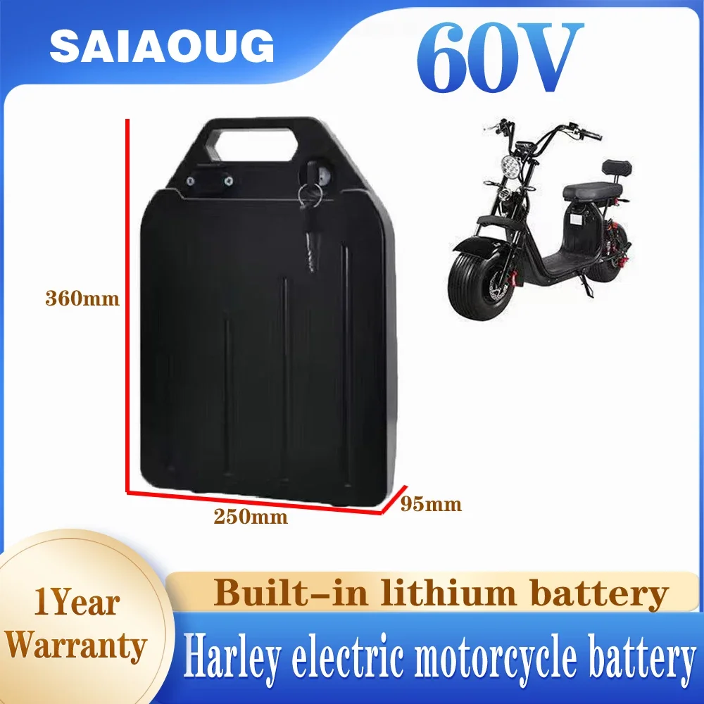 

Brand 60V 20Ah 30Ah 40Ah Waterproof Lithium Battery 18650 50Ah 60Ah for Harley Electric motorcycle City coco Scooter Bicycle