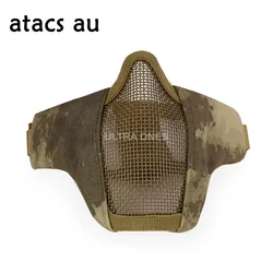 Breathable Low - Carbon Steel Mesh Protective Half Face Airsoft Mask (Atacs au)