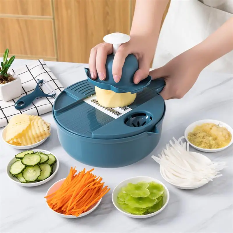 AliExpress Collection 주방 다기능 샐러드 도구, 야채 다지기, 당근, 감자, 수동 분쇄기, 요리 야채 도구, 그린, 블루, 핑크, 1PC 