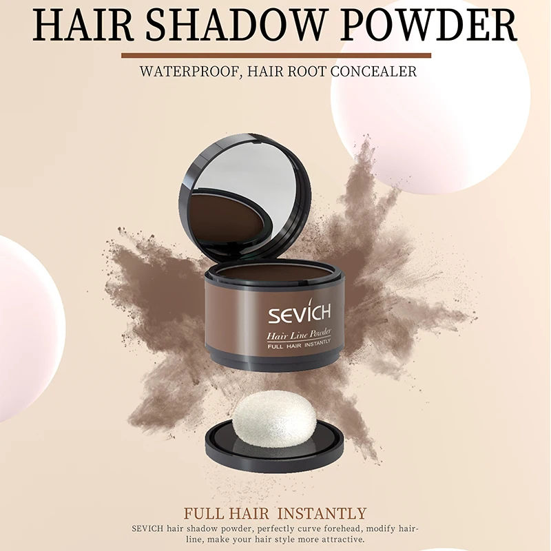 Sevich Waterproof Hair Line Powder 4g Natural Instant Hairline Shadow Powder Black Root Cover Up Forehead Hair Makeup Concealer hair building powder hair coloring product