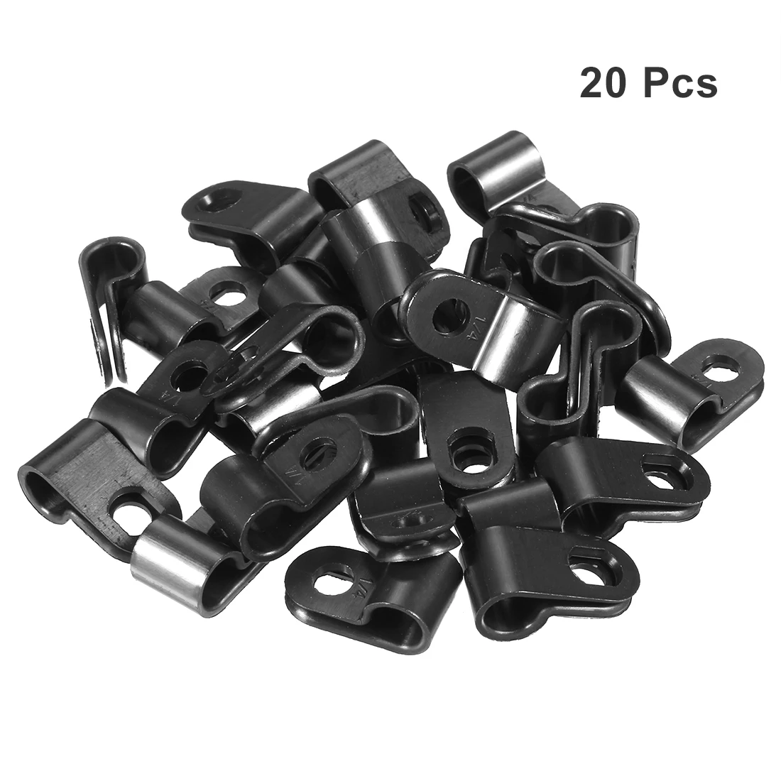 Nylon R-Type Cable Clamps 20Pcs Cable Organizer Cord Clips For Wire Management 5/4.8/6.4/15.8mm Black CC-0.5/UC-0.5/UC-1/CC-1/CC-4