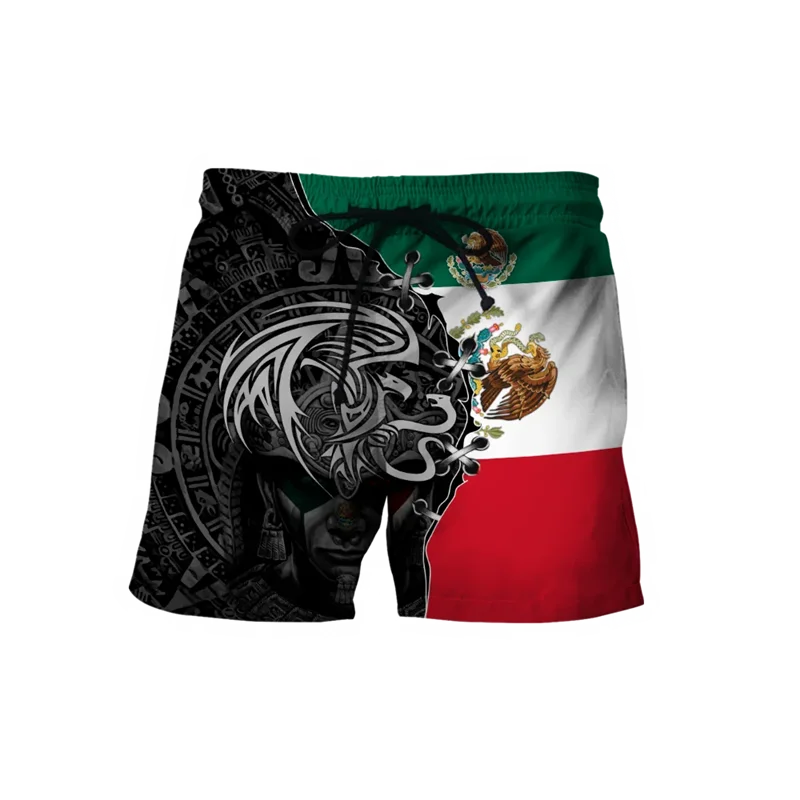 

Mexico Skull 3D Printed Short Pants Mexican National Emblem Men Beach Shorts Summer Surfing Vacation Trunks Swimming Shorts Men