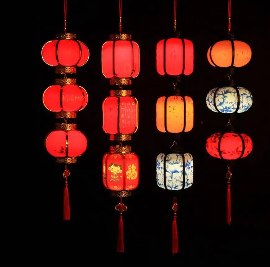 Retro Style Portable Blossom Flower Light Lamp DIY Chinese Lantern Palace Glowing Lanterns For Mid-Autumn Festival Party Decor
