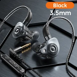 High - Fidelity Wired Earbuds with Mic & Volume Control - Premium Stereo Sound and Deep Bass (3.5MM Black)