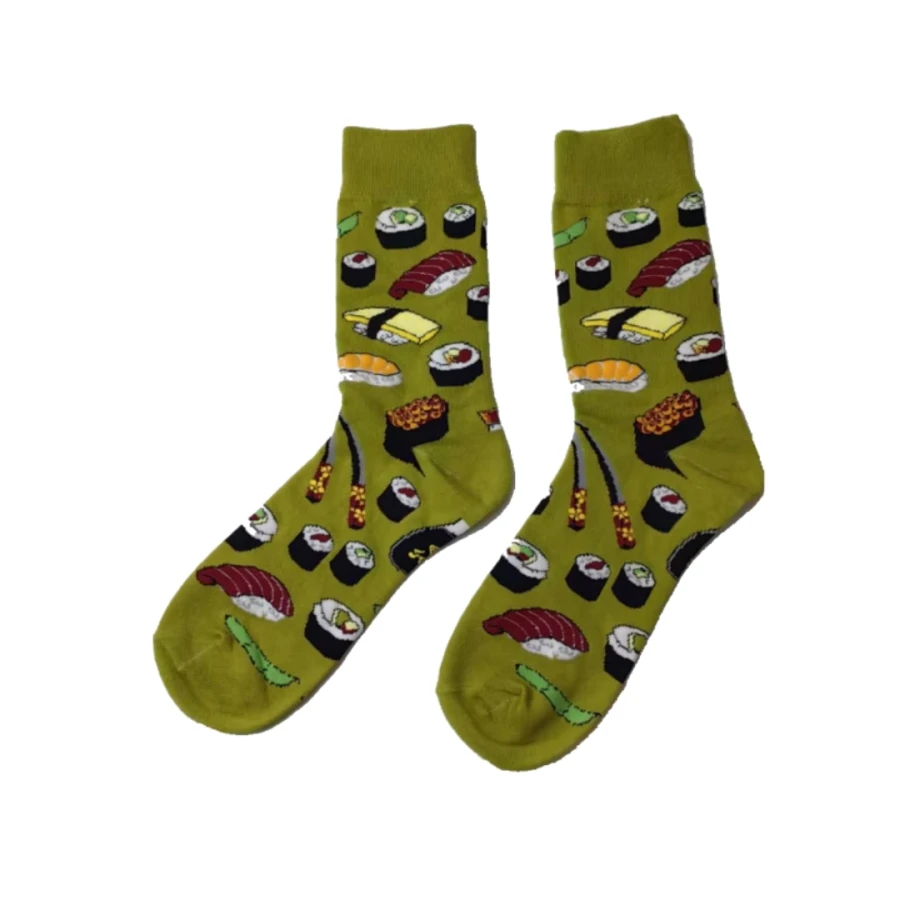 

MYORED A pair of new cotton socks sushi cartoon cute fashion men's casual tube socks