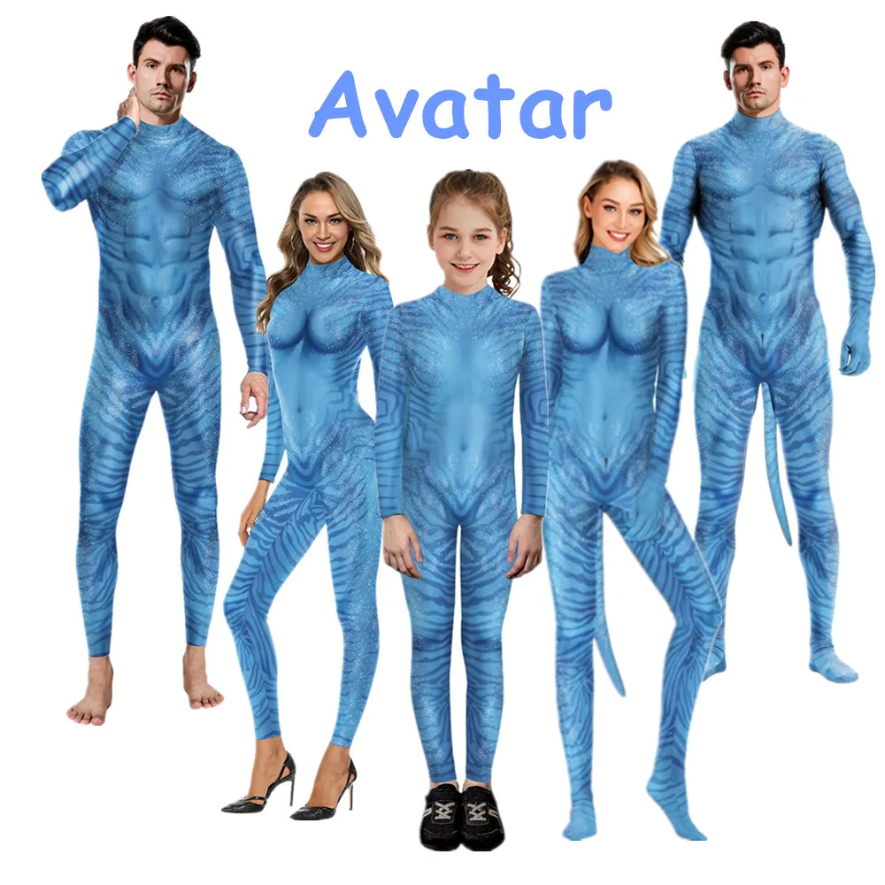 Film Avatar The Way Of Water Alien Cosplay 3D Tuta Donna Uomo Avatar Costume Cosplay Halloween Zenti Party Body Costume Da Bagno