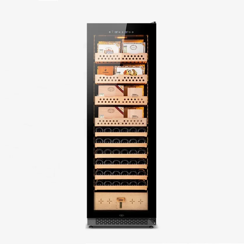 Double Zone Fans Cooling Wooden Shelves Home Appliances Wine Cooler & Cigar Humidor For Sale