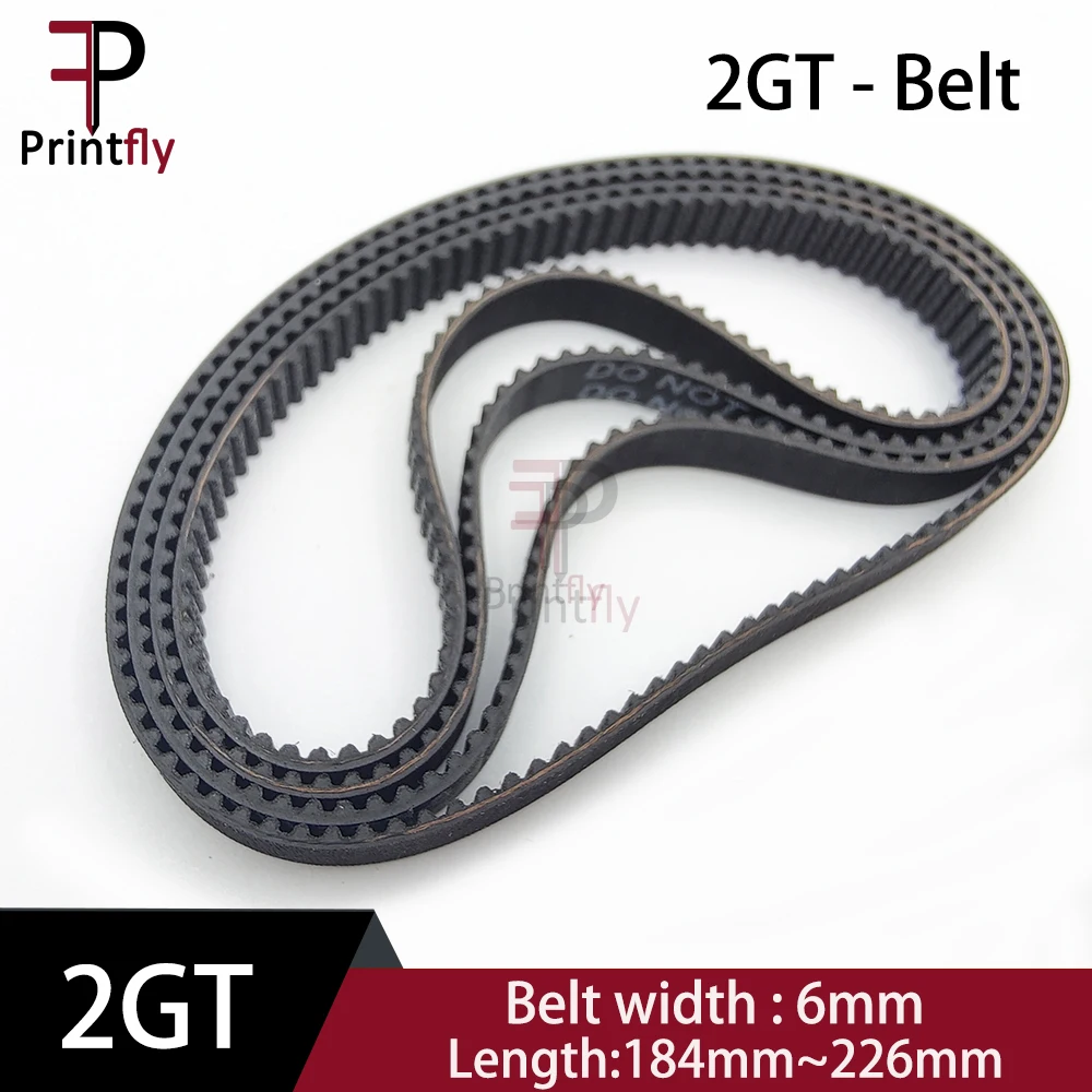 Printfly 2GT 2M GT2  Timing belt Pitch length ​184/186/188/190/192/194/196/198/200~218/220/222/224/226 Width 6mm Rubber closed 2gt closed loop rubber timing belt length optional184 226mm belt width 6mm gt2 pitch 2mm 3d printer parts timing belt
