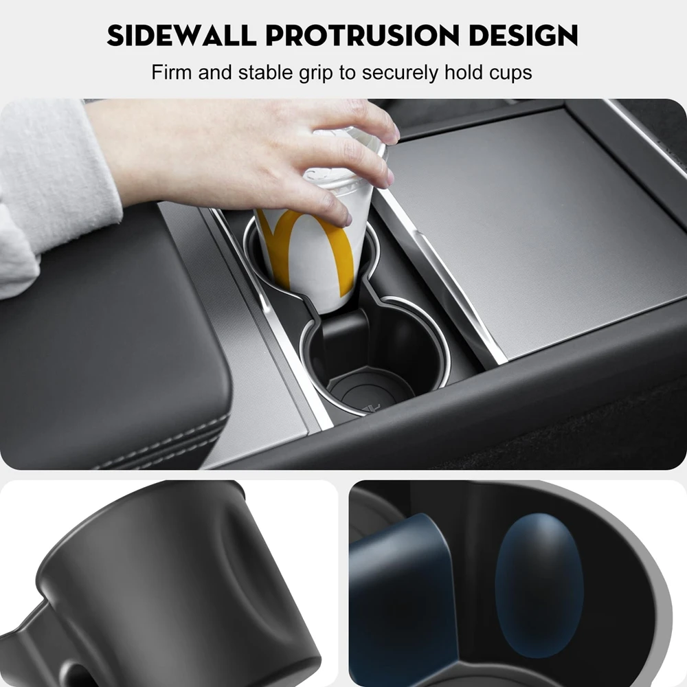 Water Cup Holder Insert Center Console Organizer TPE Storage Box Car Accessories For Tesla Model Y Juniper 2025 Model 3 Highland