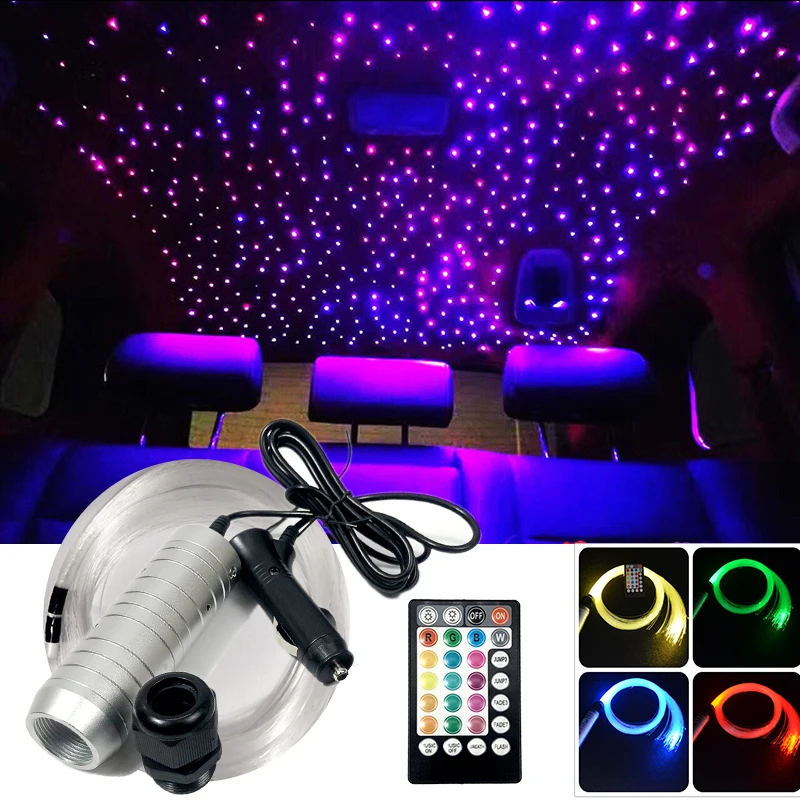 

car Optic Lighting Smart 12vd 6w Fiber Light engine RF control Cable Starry Effect Ceiling room Lights lamp LED Bluetooth signal