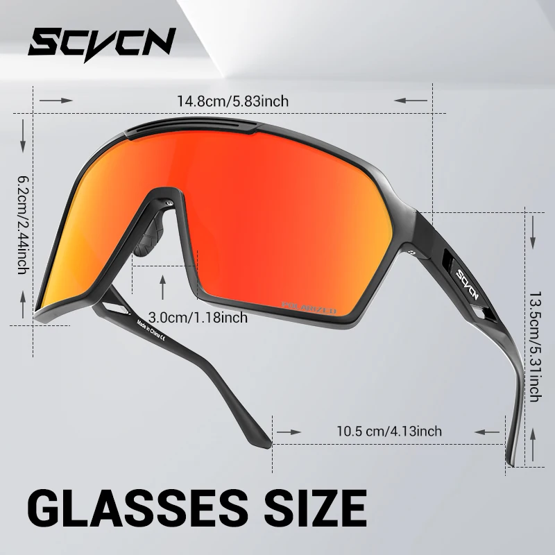SCVCN Polarized Sunglasses Fashion Cycling Glasses for Men Mountain Bike Eyewear Baseball Sports Goggles Skating Sun Glasses