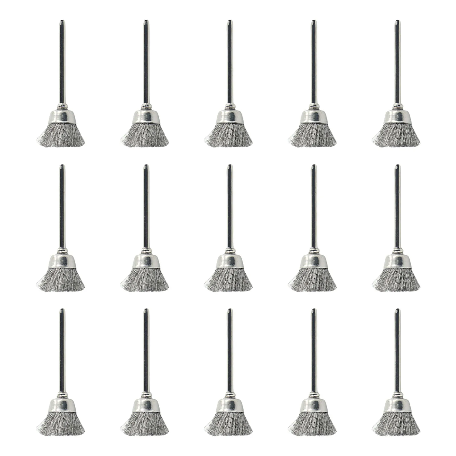 

15pcs Drill Brush 15mm Wire Cup 3mm Shank Stainless Steel Brushes For Cleaning Derusting Grinding Rotary Tool Electric Grinder