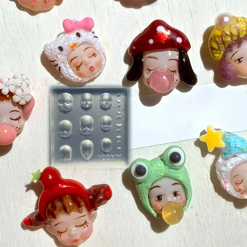 귀여운 얼굴 인형 머리 3D 모델 네일 아트 액세서리 DIY 우아한 투명 네일 몰드 (뷰티 및 패션 애호가용)