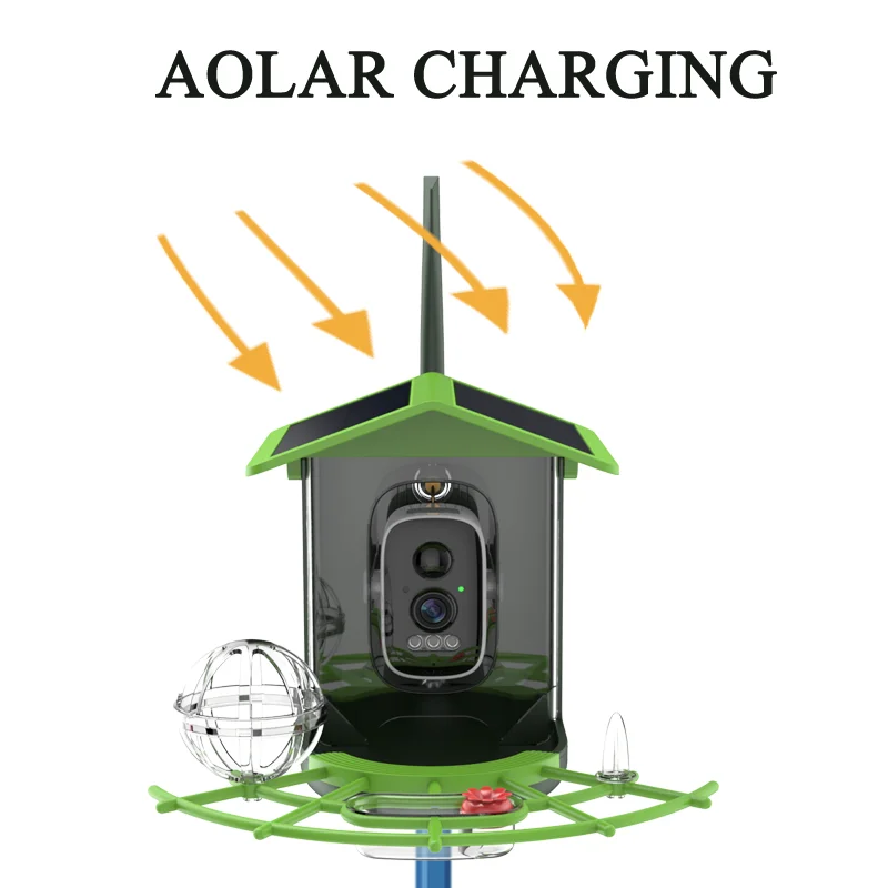 WiFi Camera Bird Feeder 4MP 2K HD Video Capture Solar Powered Battery with Solar Panel Instant Alerts Birdwatching