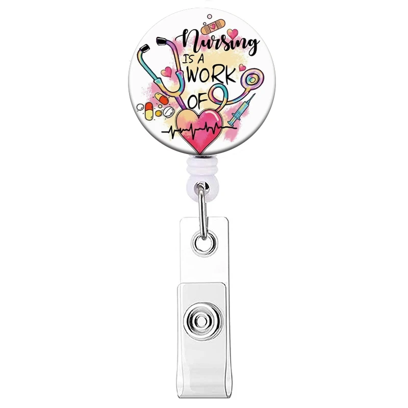 1PC 병원 간호사 개폐식 배지 클립 의사 ID 카드 홀더 이름 태그 배지 홀더에 대 한 릴 사무 용품 버클