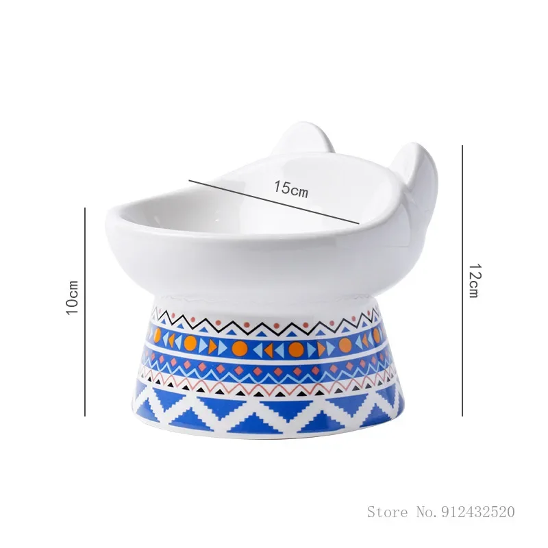 Creative Dog and Cat Bowl, Ceramic to protect the cervical spine, anti-overturning, high foot oblique mouth, pet food bowls, 1Pc