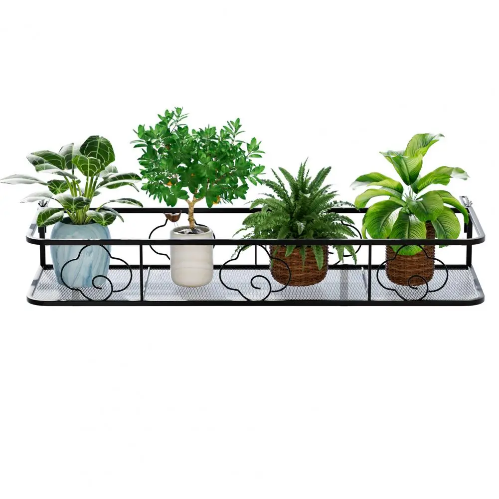 Porch Balcony Patio Planter Railing Shelf, Window Decorative Hanging Metal Plant Stand Adjustable Hook Wall Railing Flower Rack