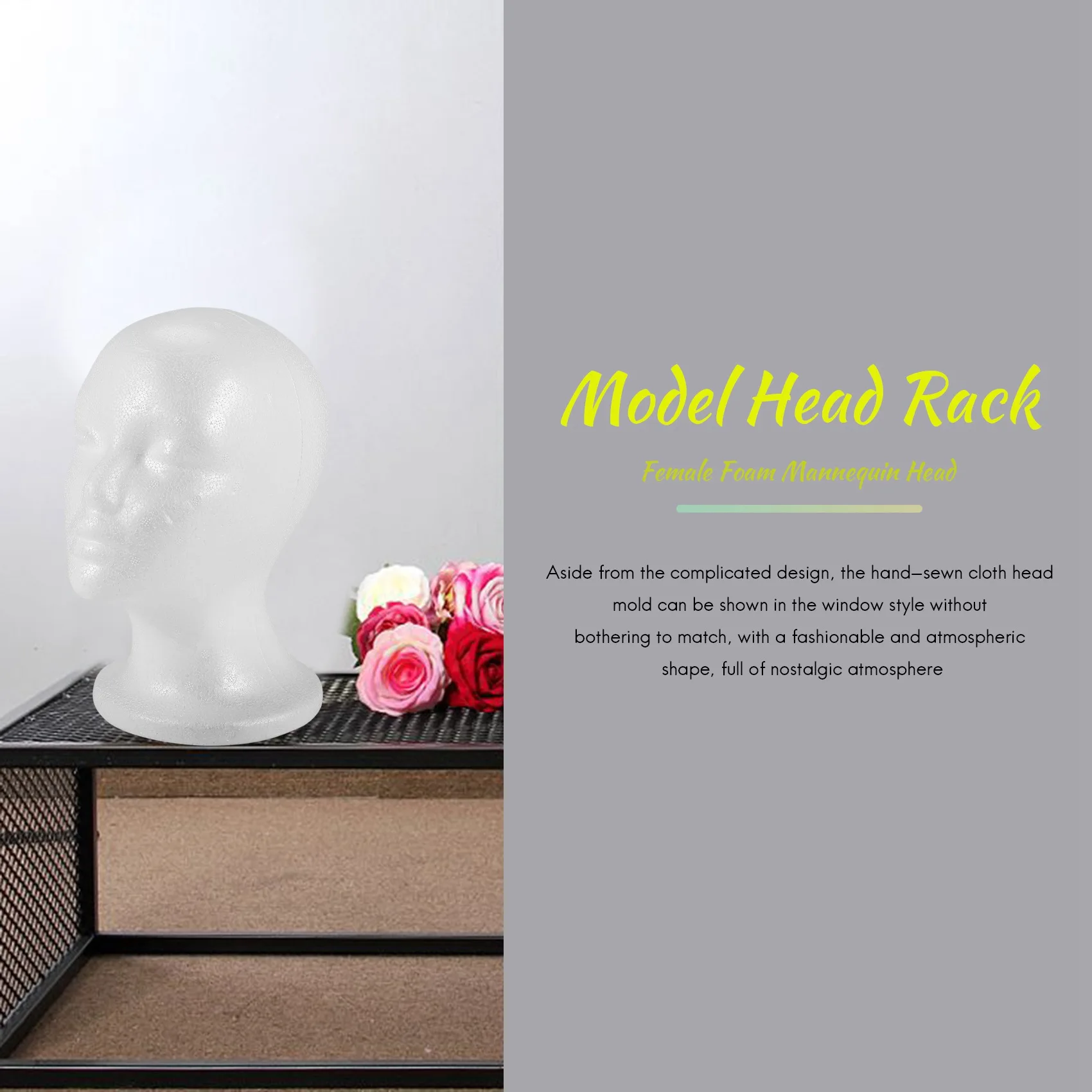 Female Foam Mannequin Head Model Hat Wig Display Stand Rack white