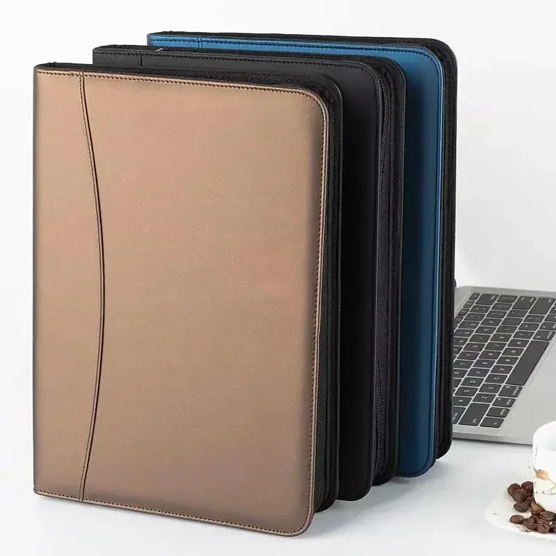 비즈니스 바인더 Padfolio PU 포트폴리오 케이스 폴더 문서, 지퍼 계산기 가죽 포함