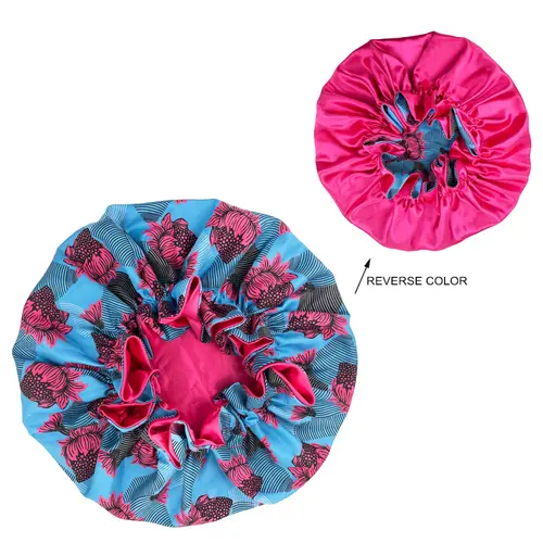 African Pattern Print Bonnet Hijabs Hat Women Night Sleep Cap Double Layer Satin Turban Extra Large Head Wear Lady Head Wrap Hat - Image 15