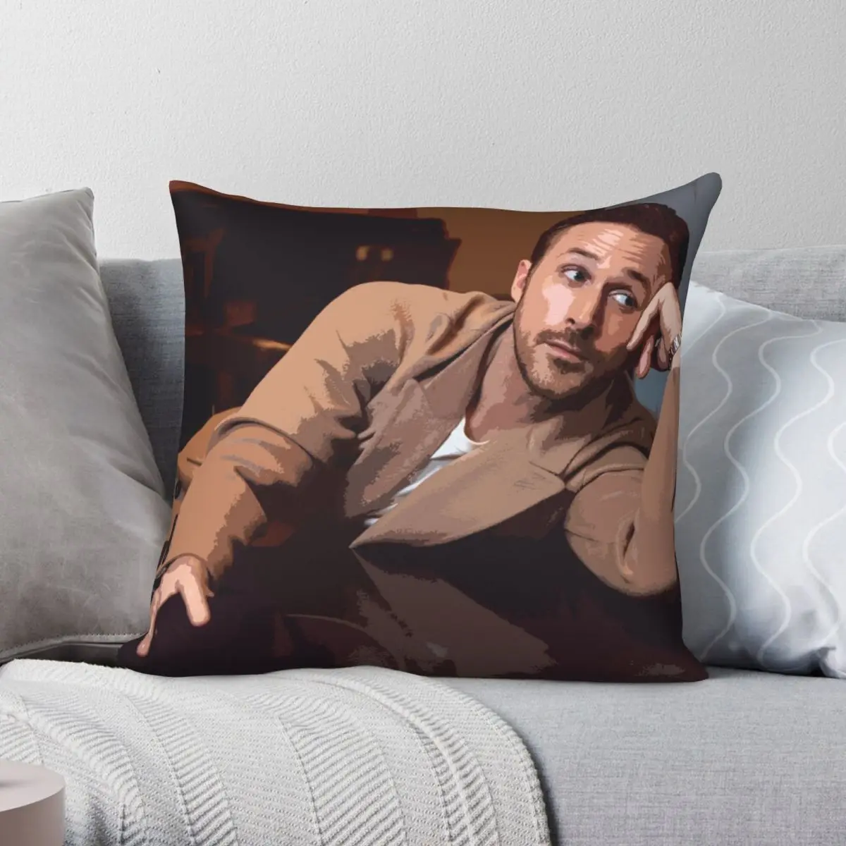 

Ryan Gosling 8 Square Pillowcase Polyester Linen Velvet Printed Zip Decor Car Cushion Cover
